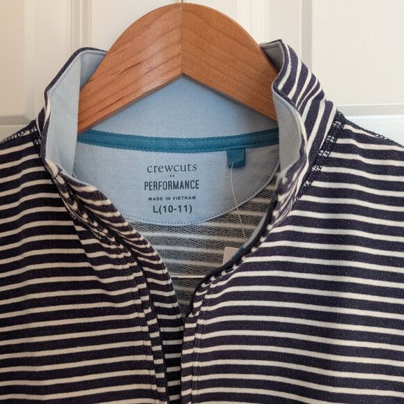 NWT Kid's Crewcuts Navy White Striped Performance Pullover Sweatshirt - Picture 3 of 13